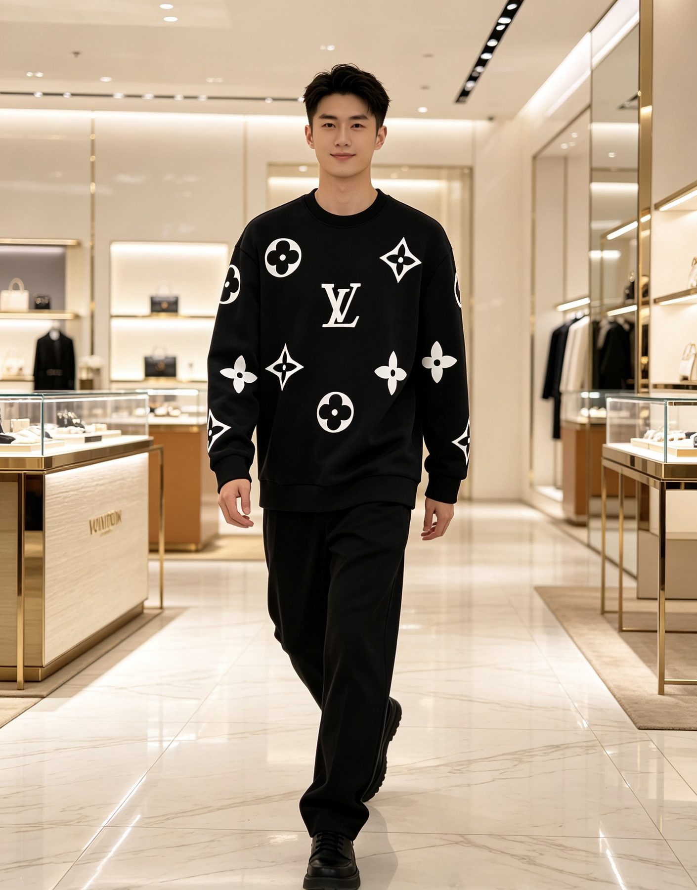 1V Monogram Allover Crewneck Sweatshirt