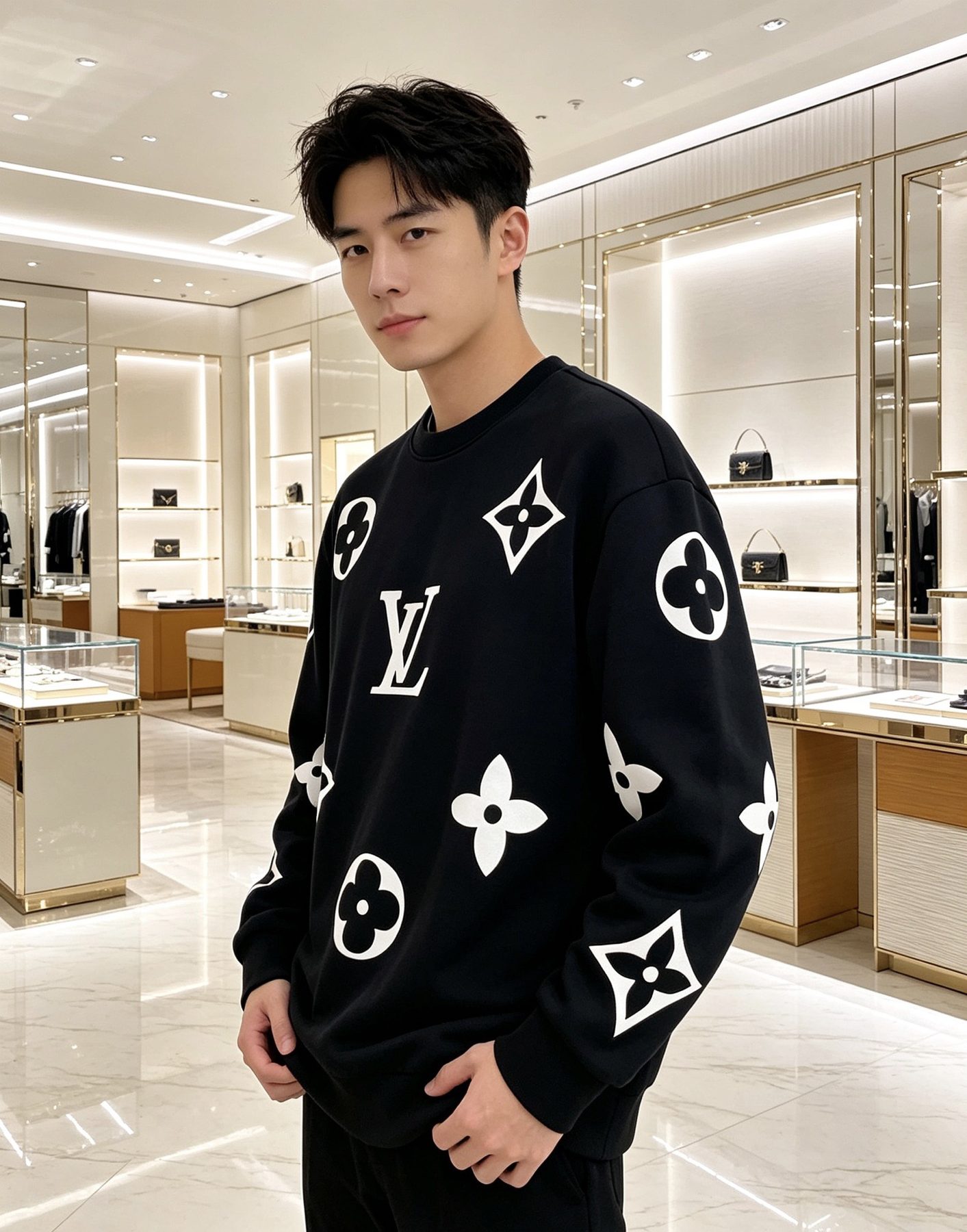 1V Monogram Allover Crewneck Sweatshirt