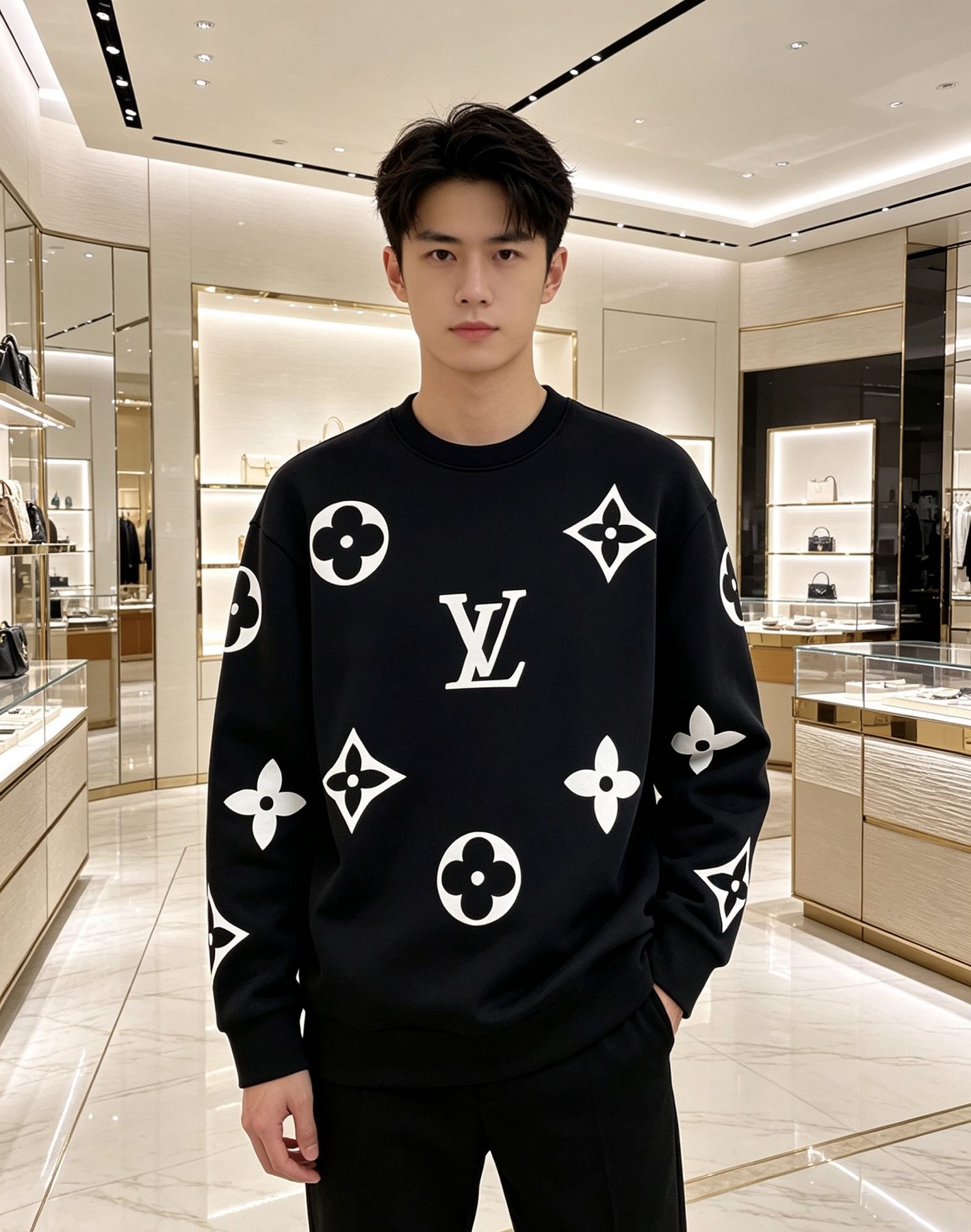 1V Monogram Allover Crewneck Sweatshirt