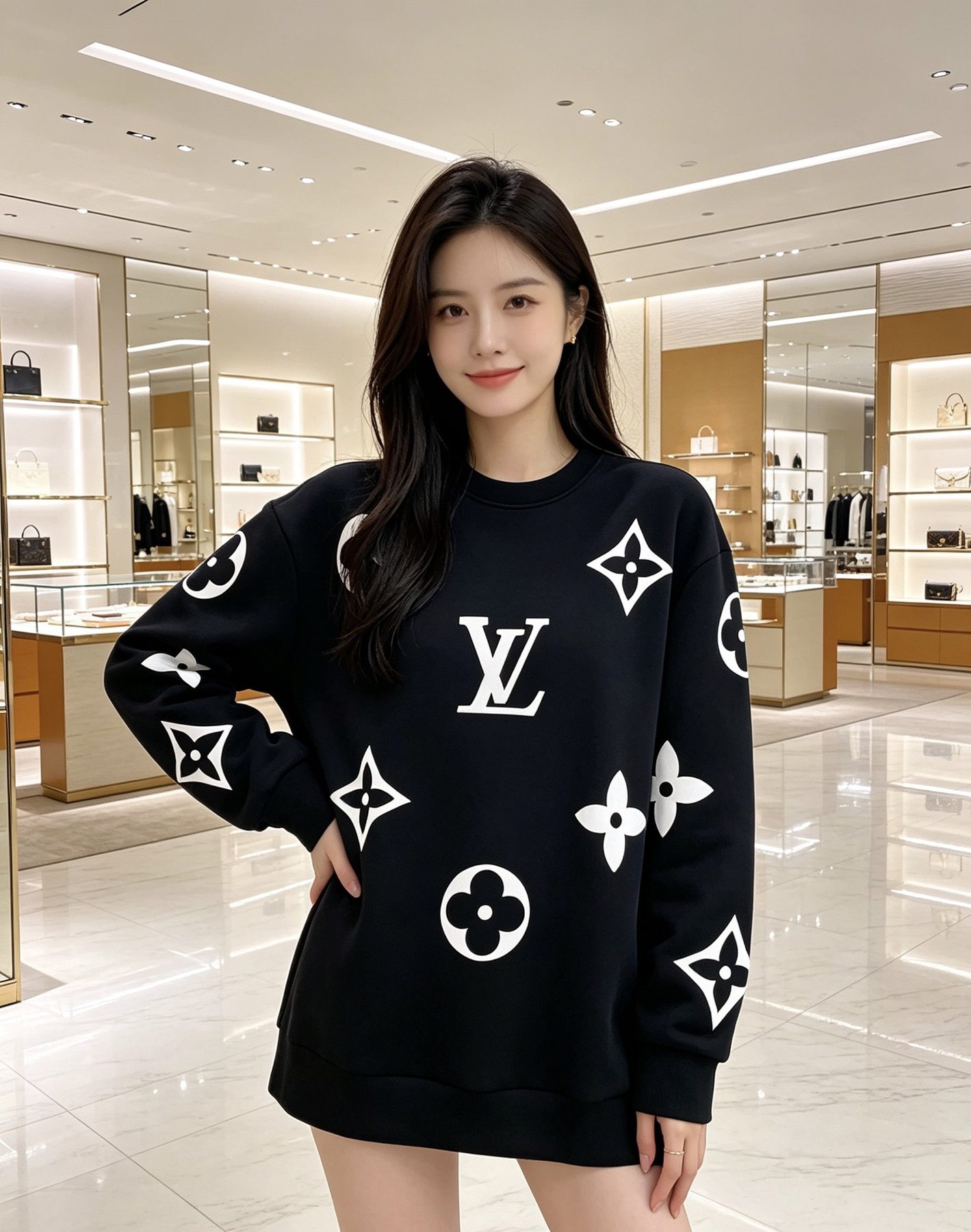 1V Monogram Allover Crewneck Sweatshirt