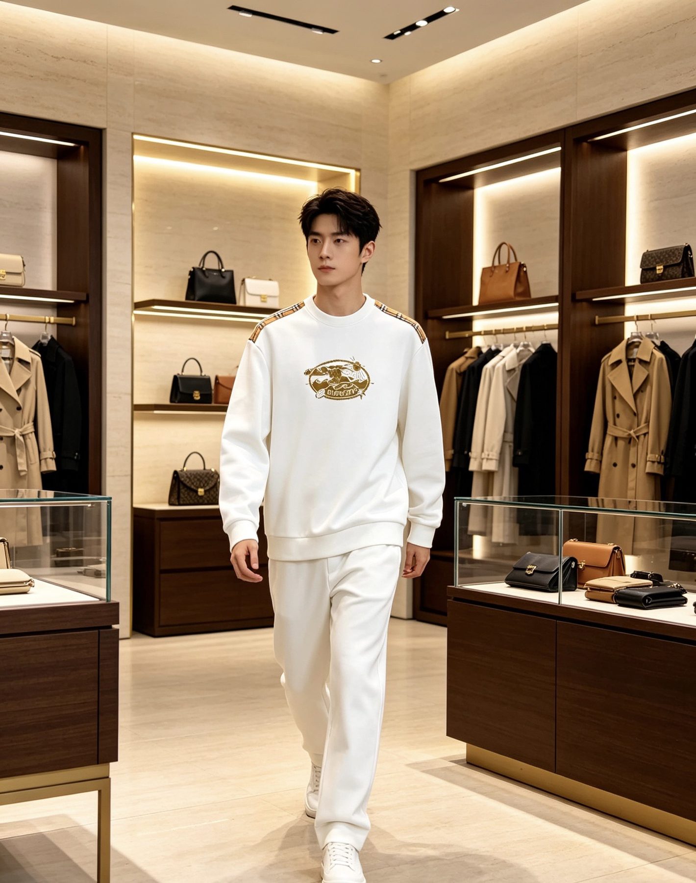 Burb*rry 26SS Vintage Logo Check Panel Crewneck Sweatshirt