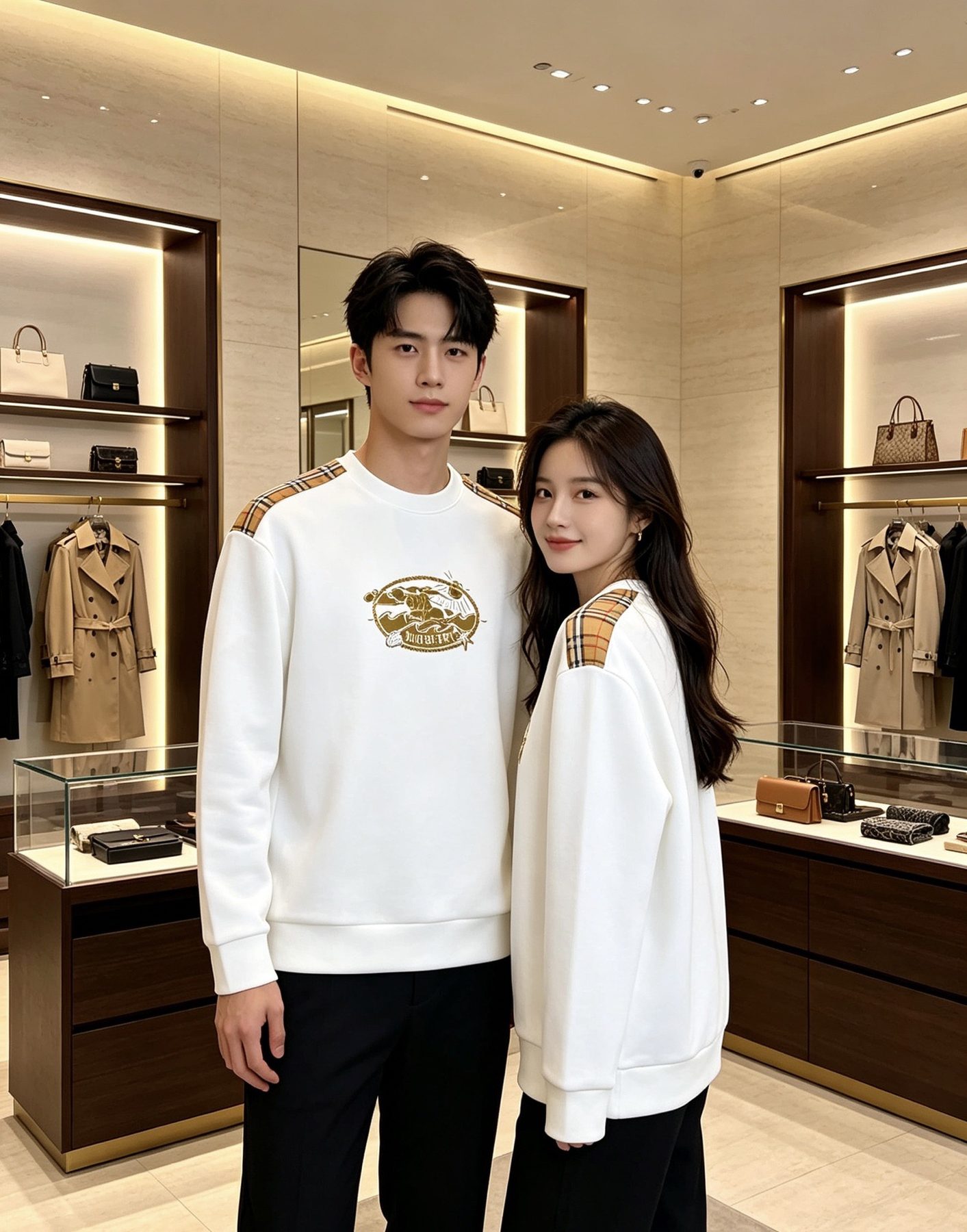 Burb*rry 26SS Vintage Logo Check Panel Crewneck Sweatshirt