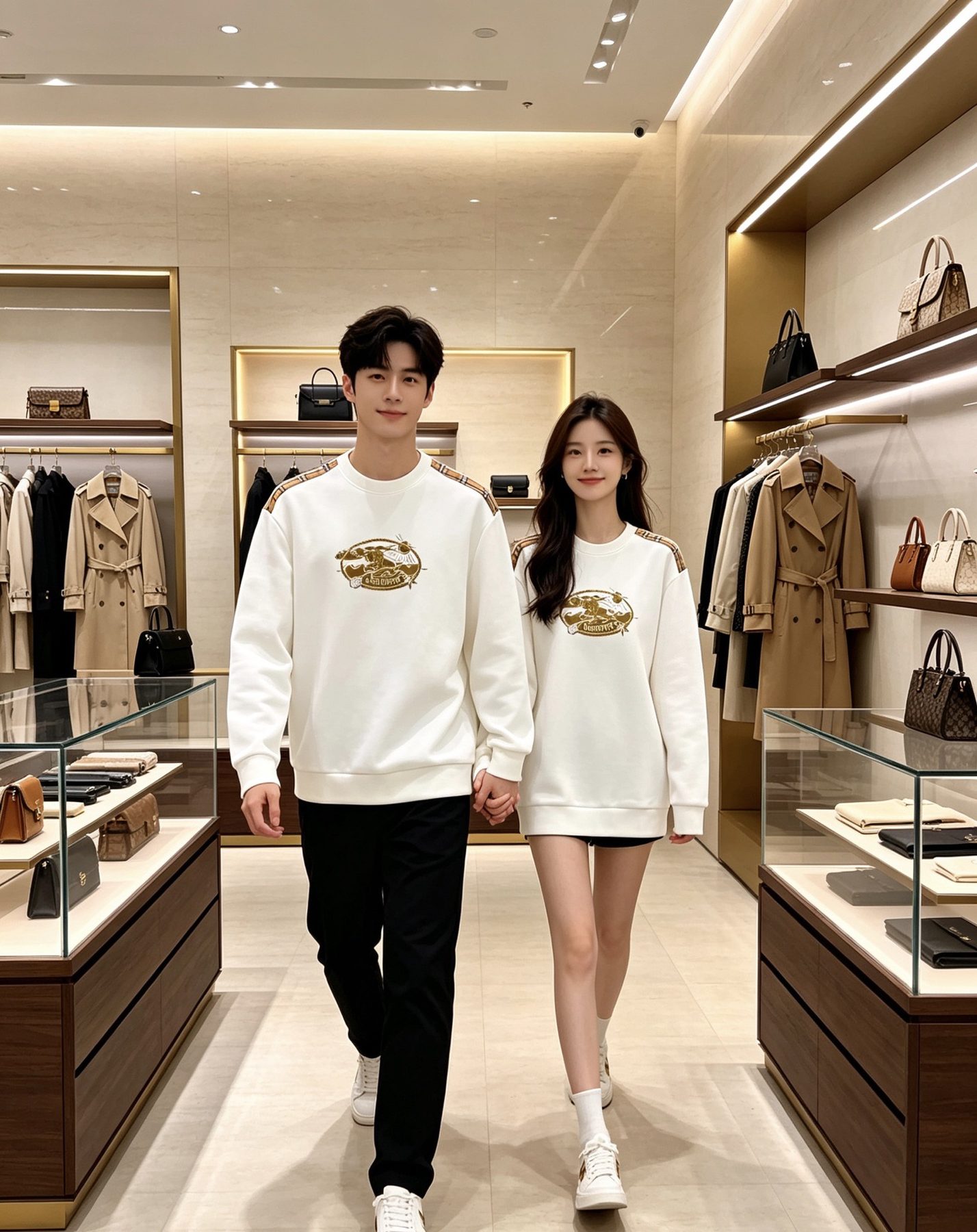 Burb*rry 26SS Vintage Logo Check Panel Crewneck Sweatshirt