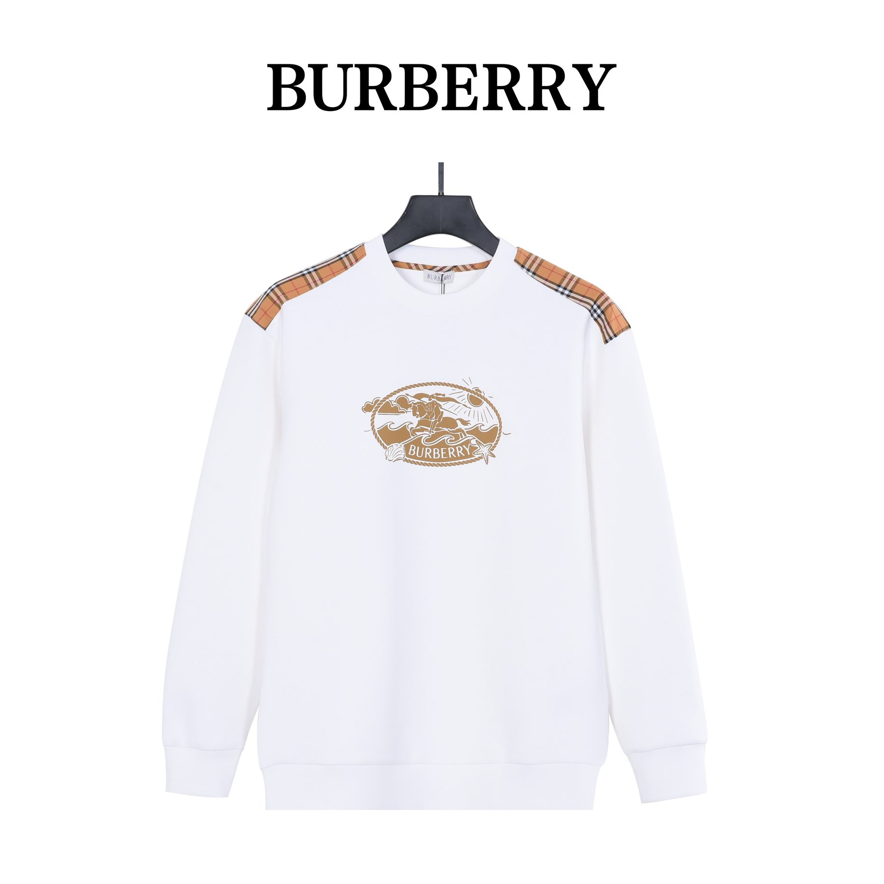 Burb*rry 26SS Vintage Logo Check Panel Crewneck Sweatshirt