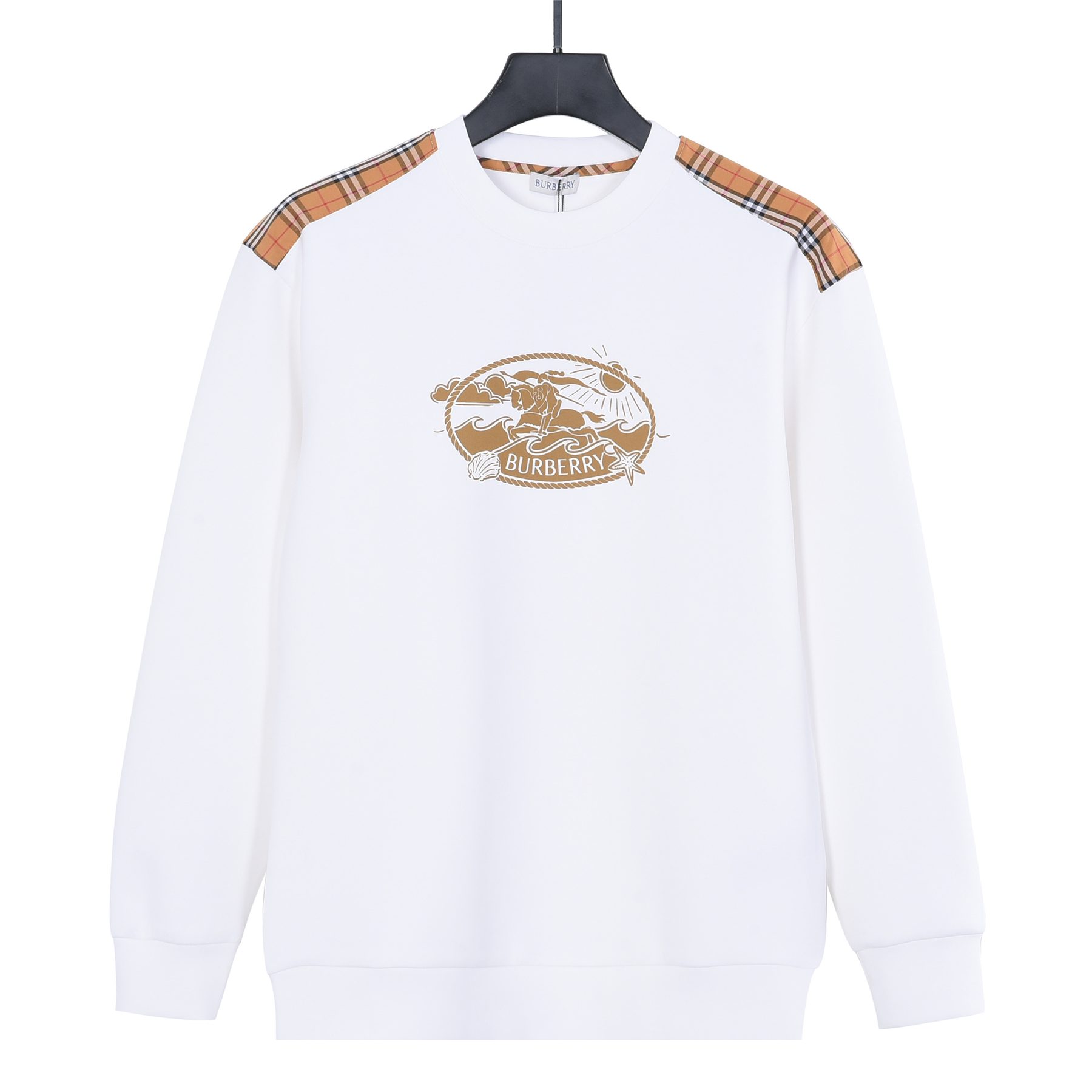 Burb*rry 26SS Vintage Logo Check Panel Crewneck Sweatshirt