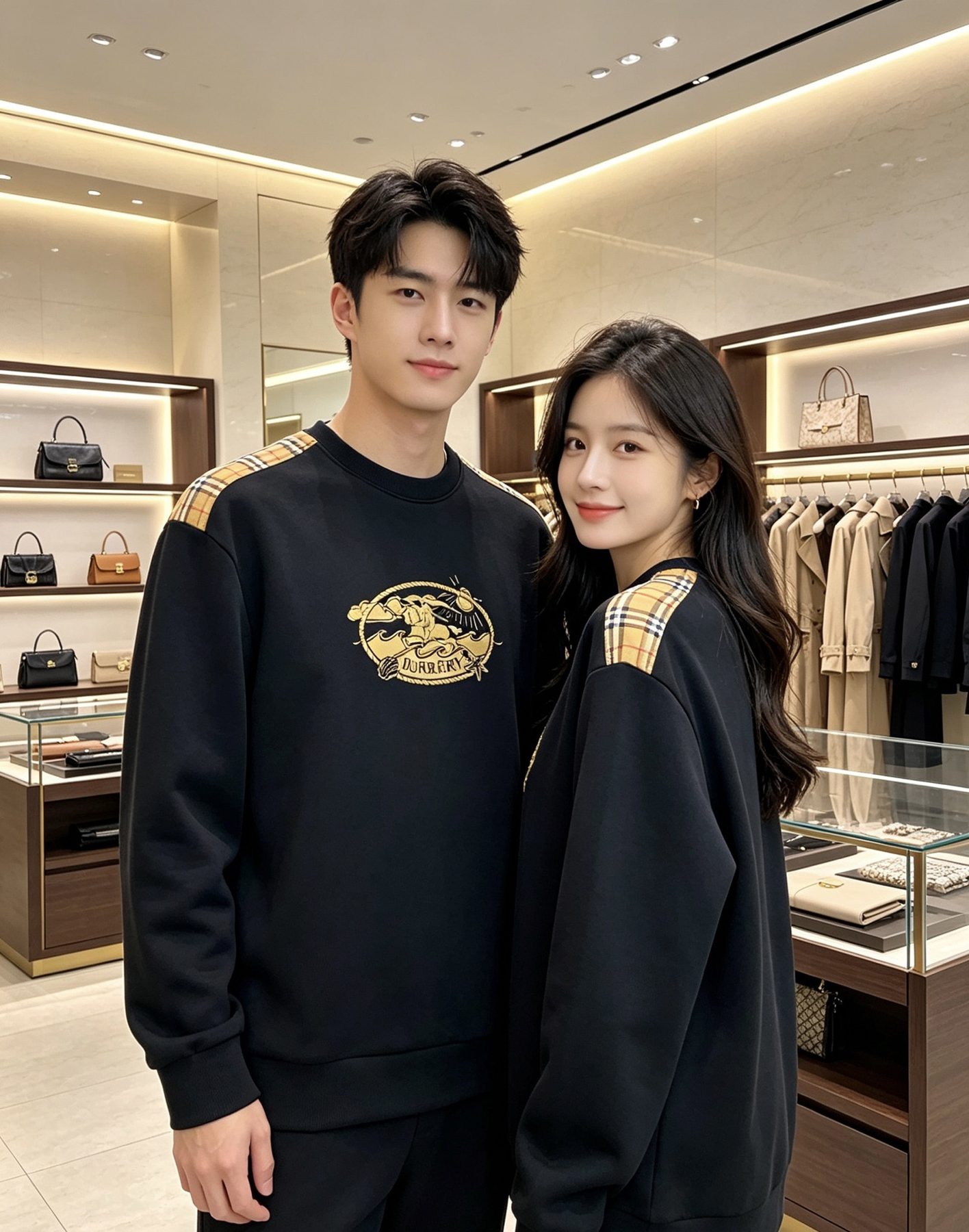 Burb*rry 26SS Vintage Logo Check Panel Crewneck Sweatshirt