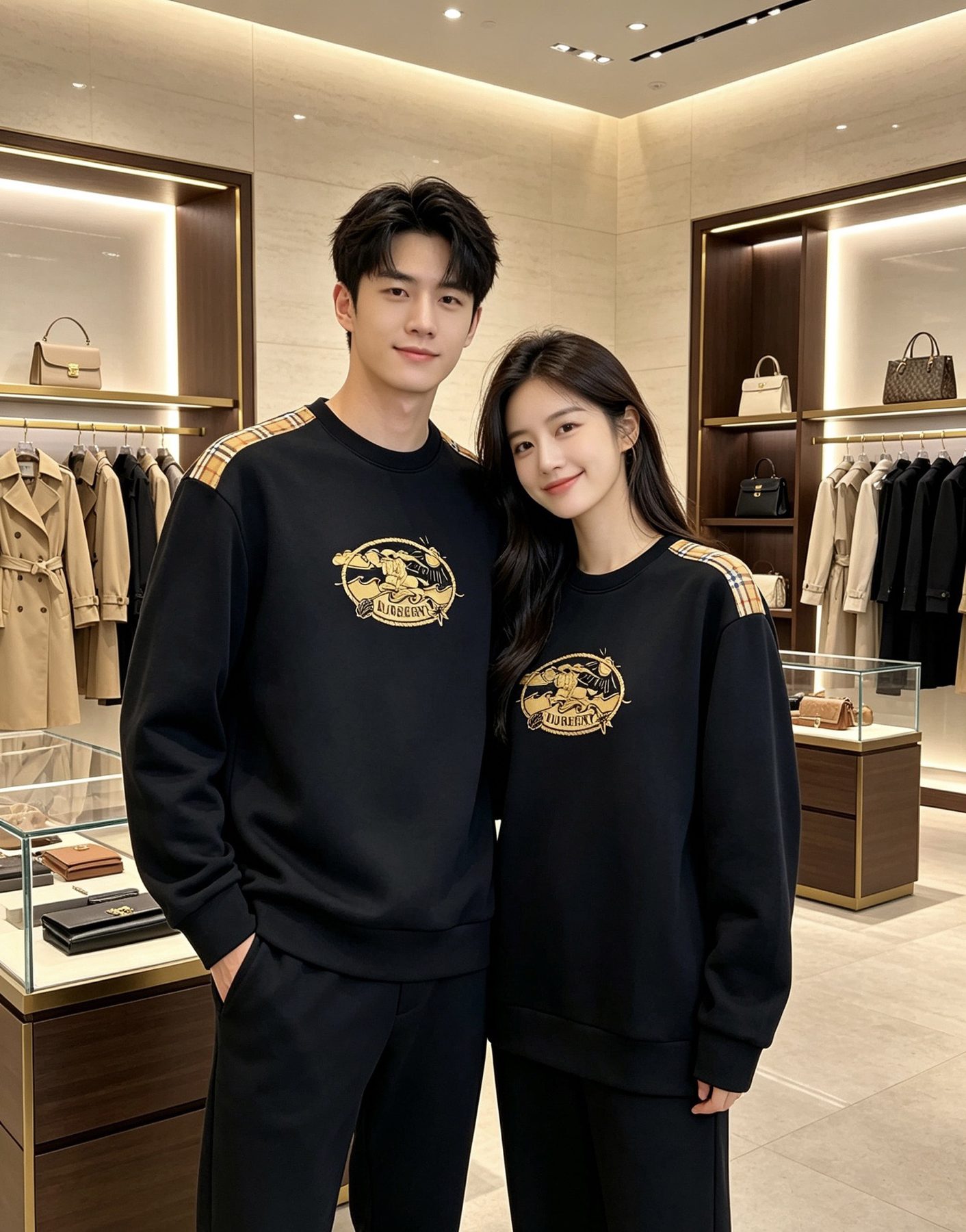 Burb*rry 26SS Vintage Logo Check Panel Crewneck Sweatshirt