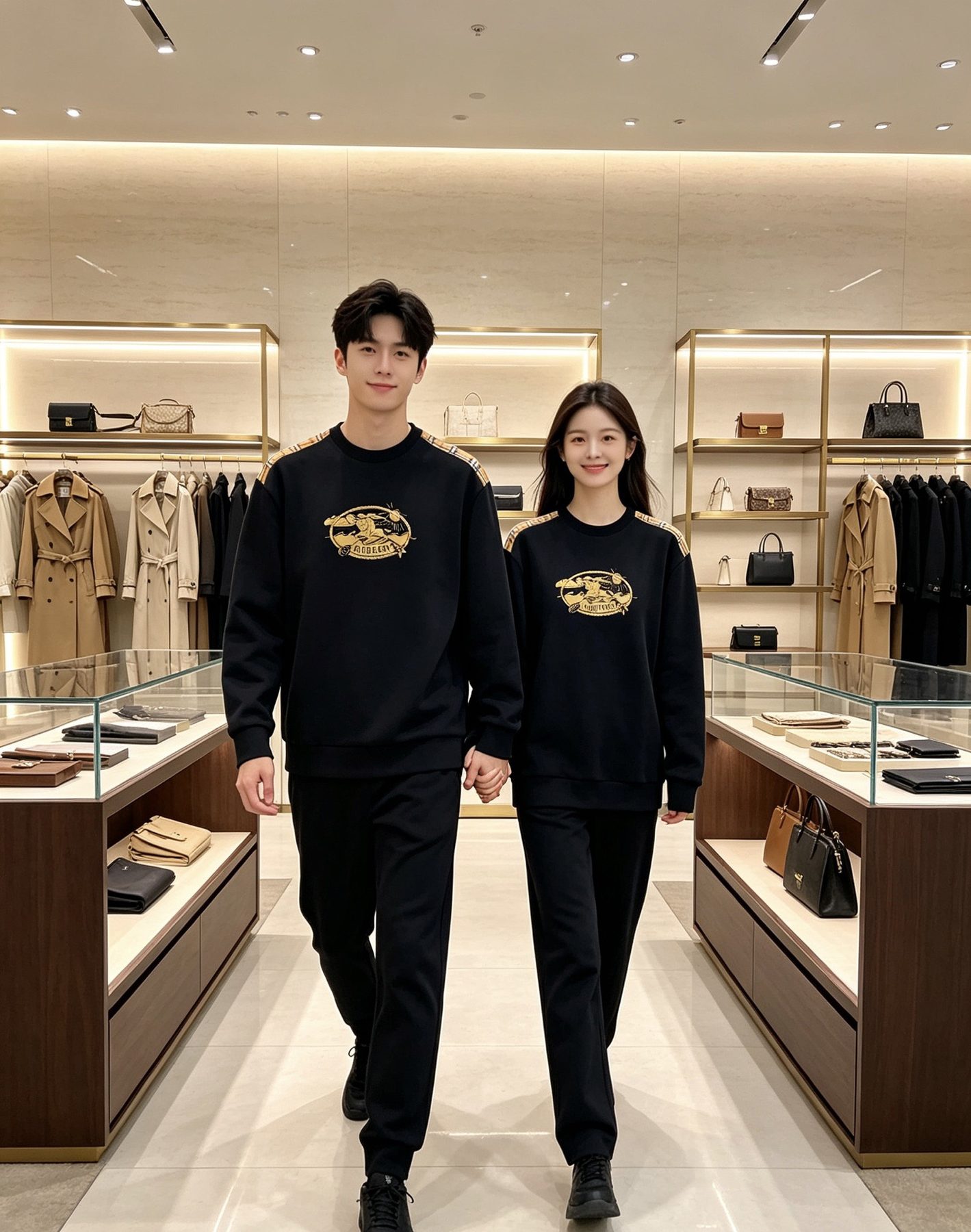 Burb*rry 26SS Vintage Logo Check Panel Crewneck Sweatshirt