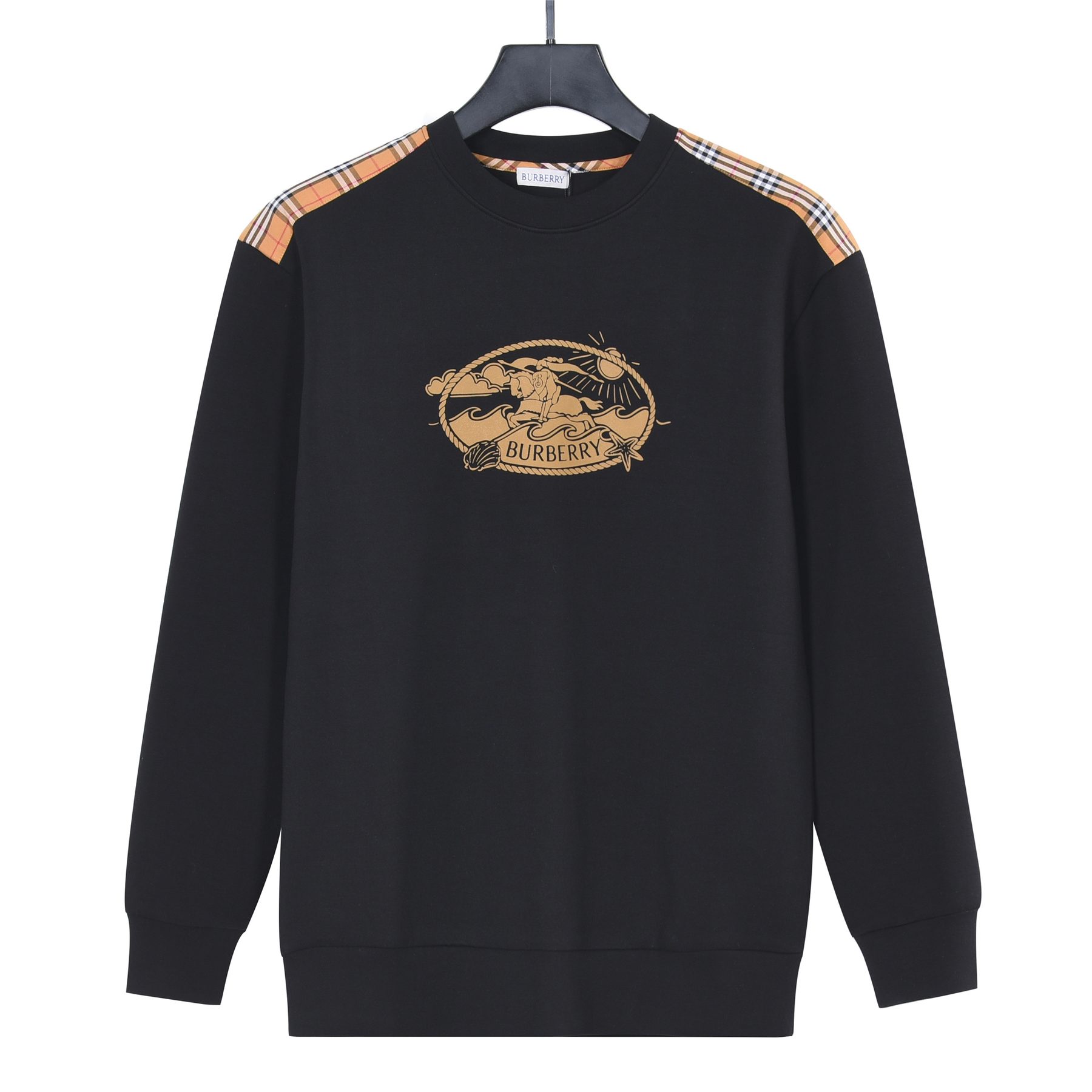 Burb*rry 26SS Vintage Logo Check Panel Crewneck Sweatshirt