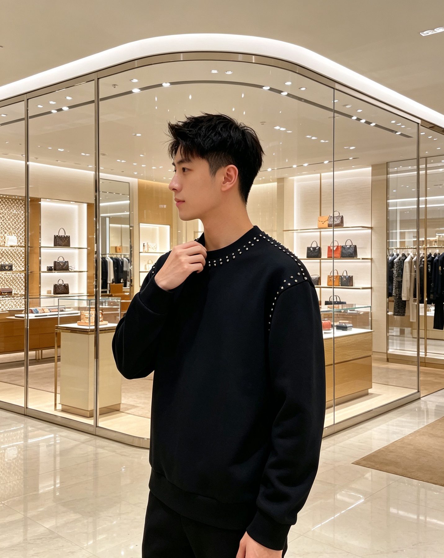 1V Studded Crewneck Sweatshirt