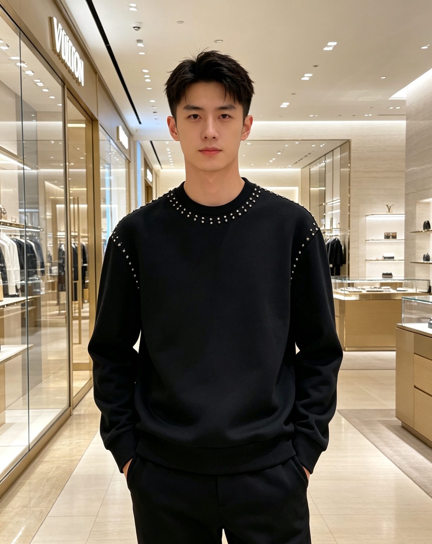 1V Studded Crewneck Sweatshirt