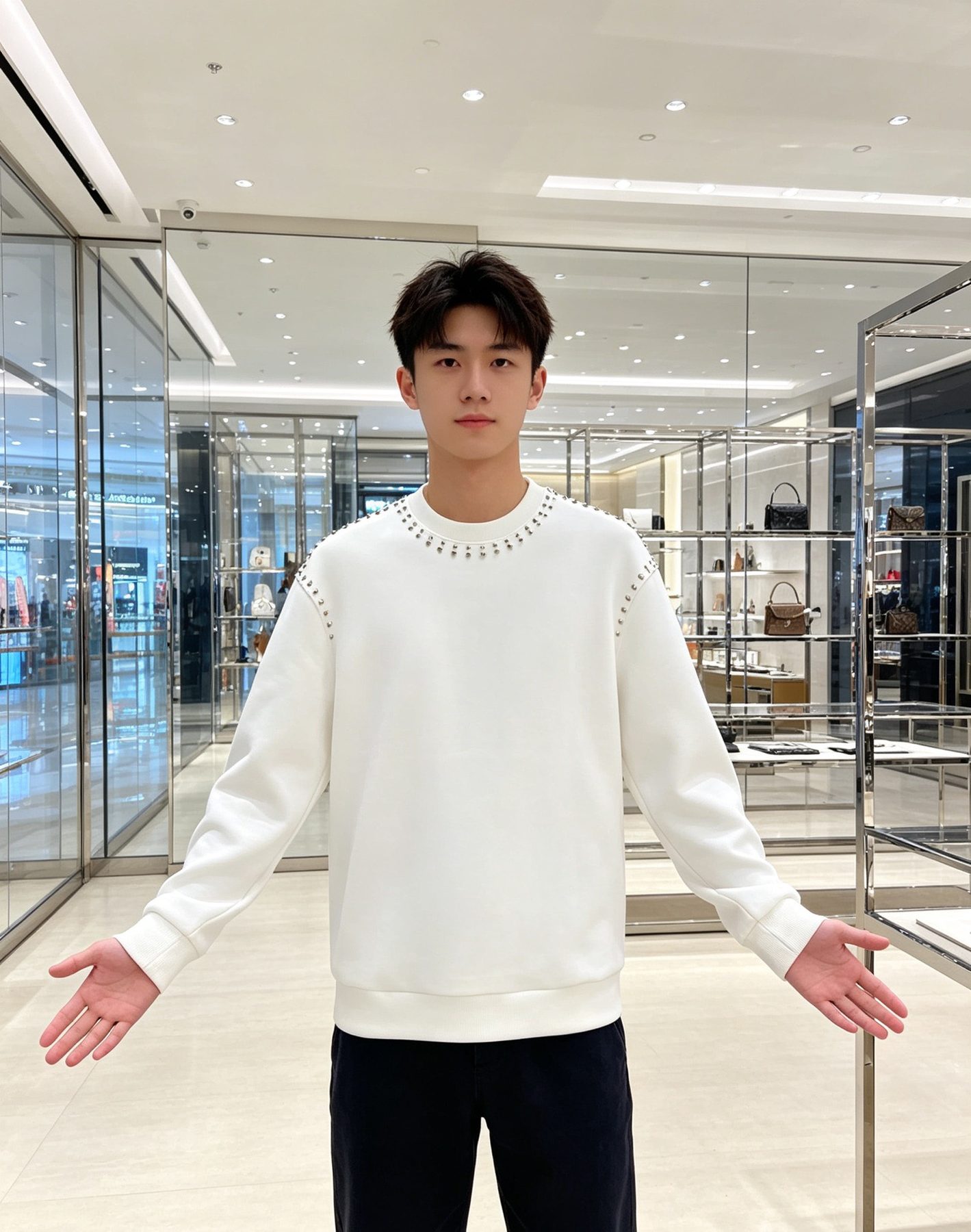 1V Studded Crewneck Sweatshirt