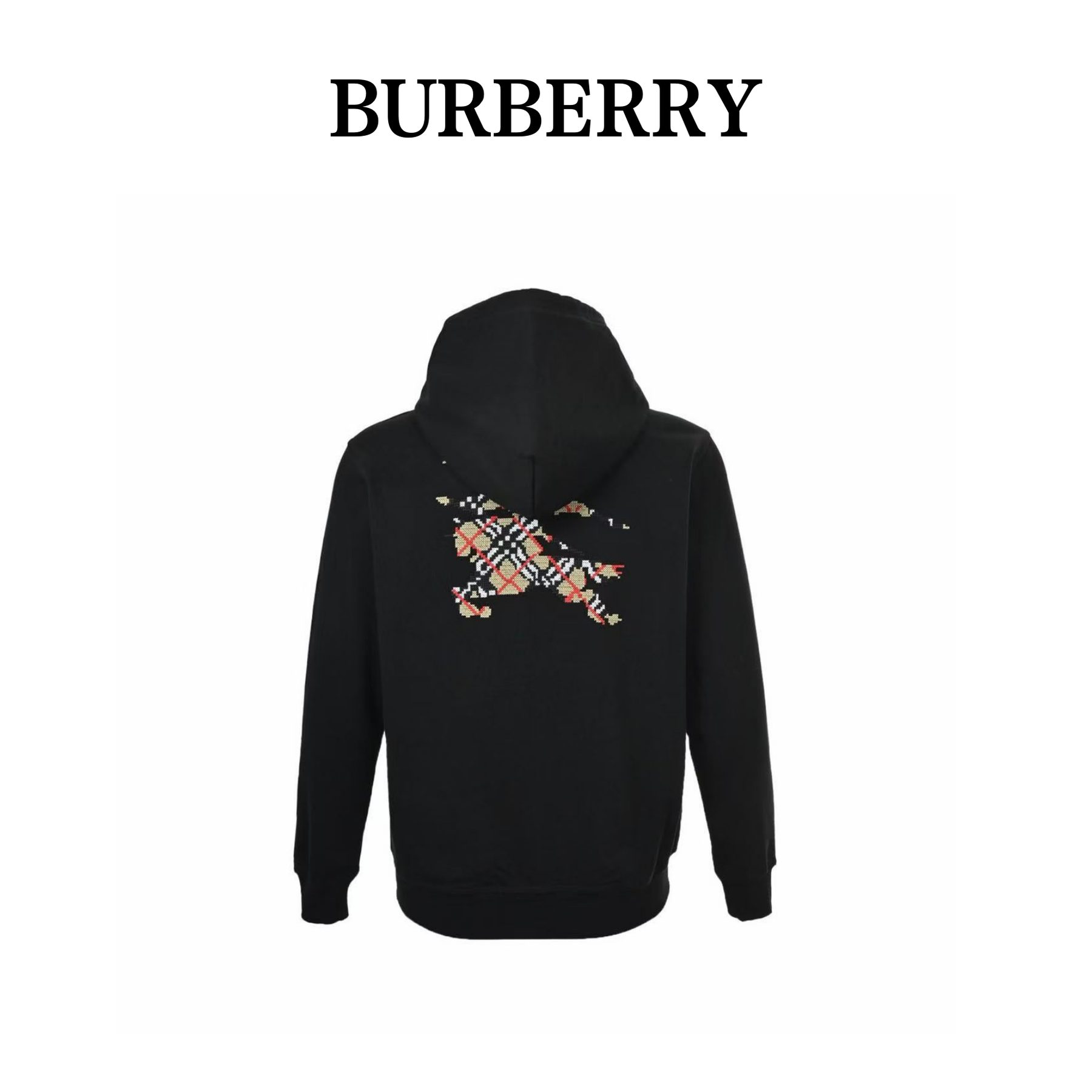 Burb*rry 25FW Cross Stitch Equestrian Knight Embroidered Zip Hoodie