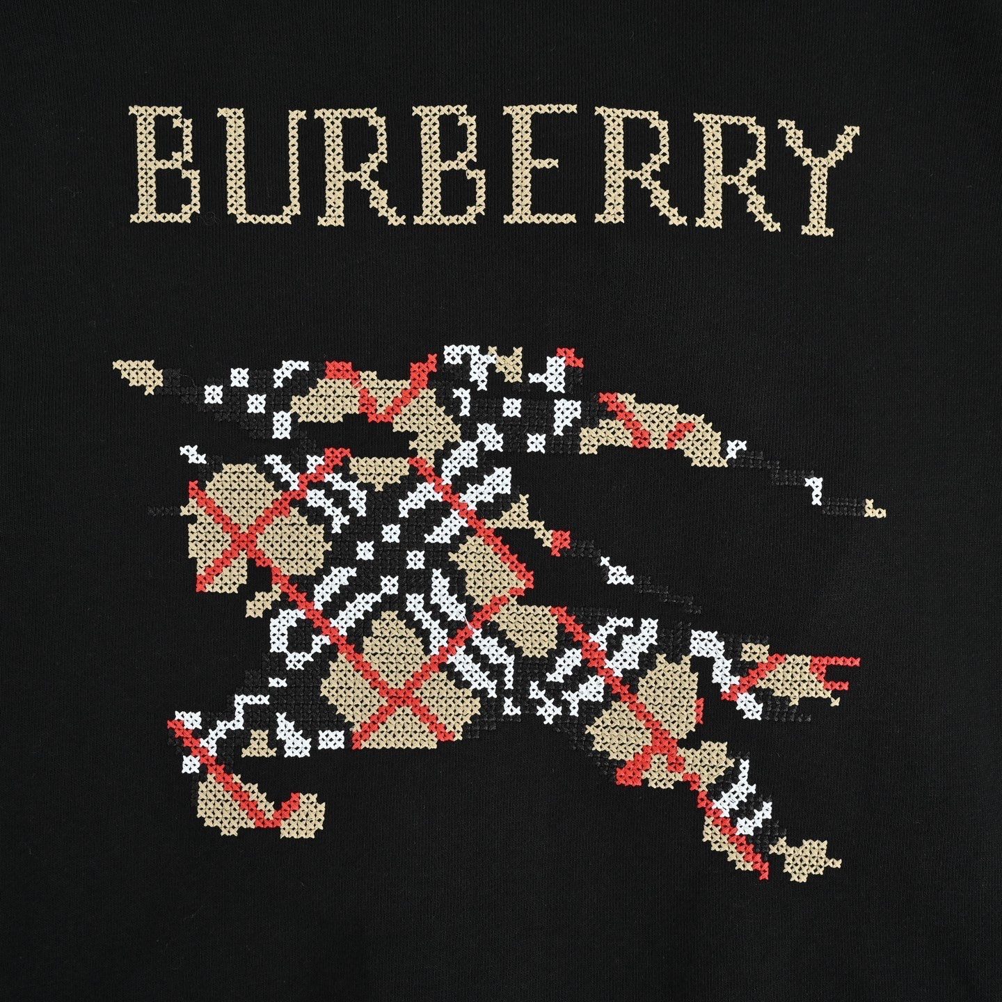 Burb*rry 25FW Cross Stitch Equestrian Knight Embroidered Zip Hoodie