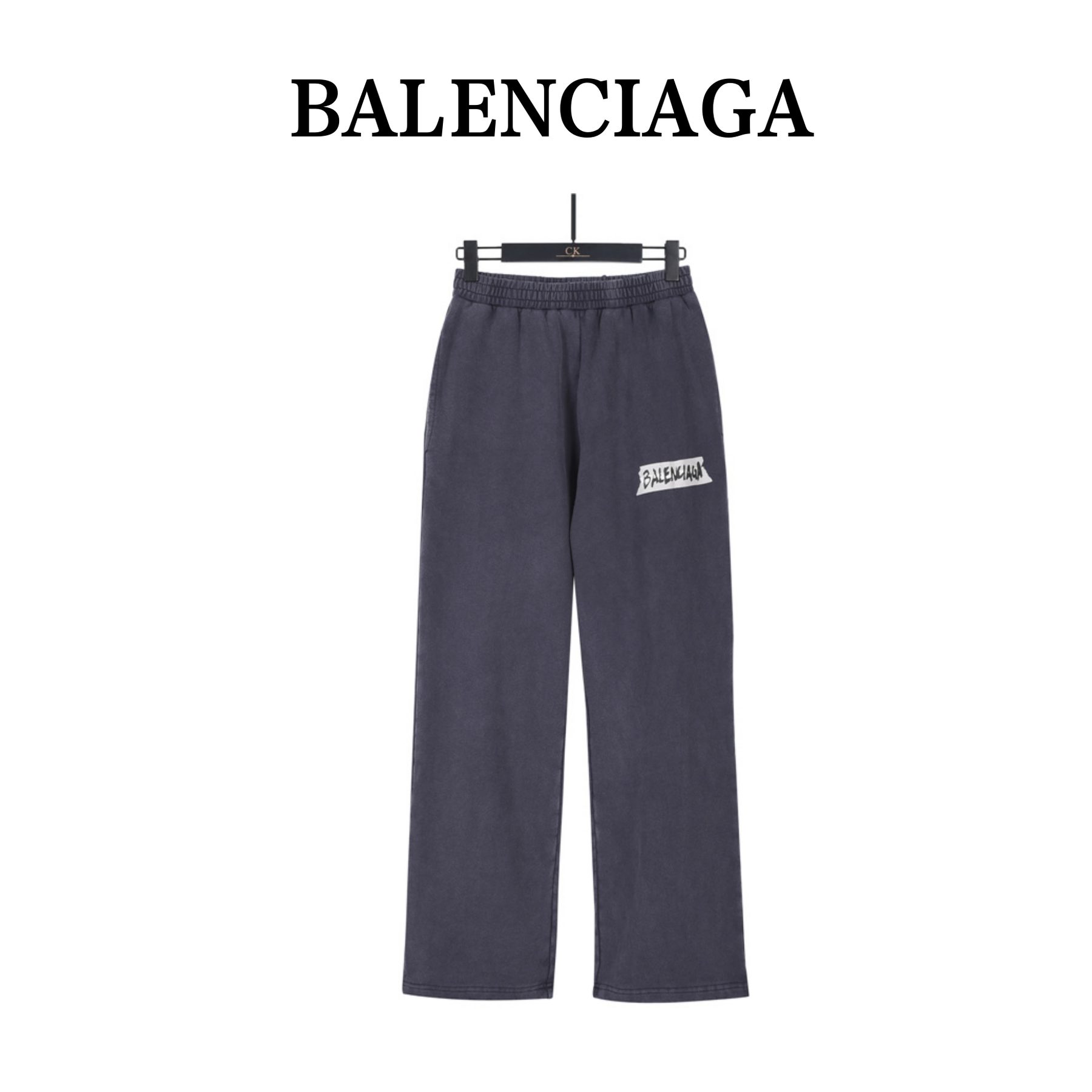 Balenci*ga Distressed Tape Logo Print Trousers