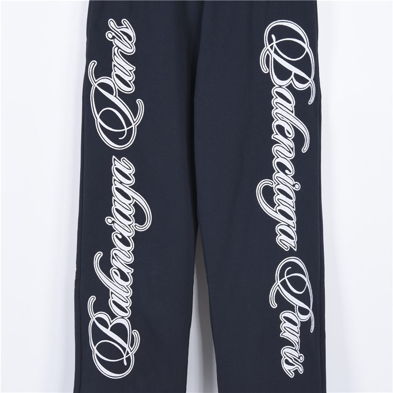Balenci*ga Cursive Side Logo Embroidered Trousers