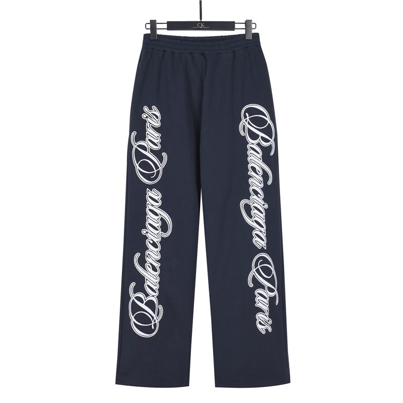 Balenci*ga Cursive Side Logo Embroidered Trousers