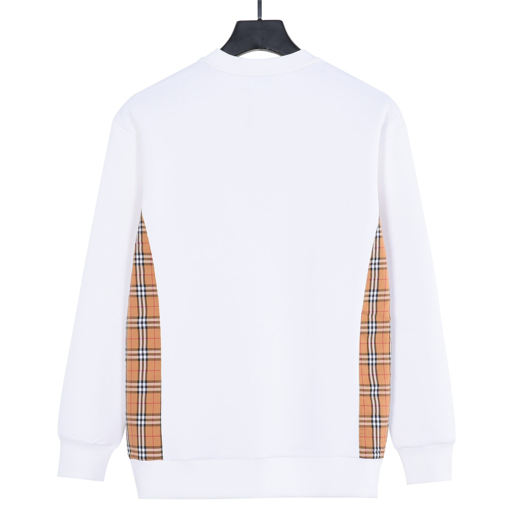 Burb*rry 26SS Equestrian Knight Embroidered Check Hem Crewneck Sweatshirt