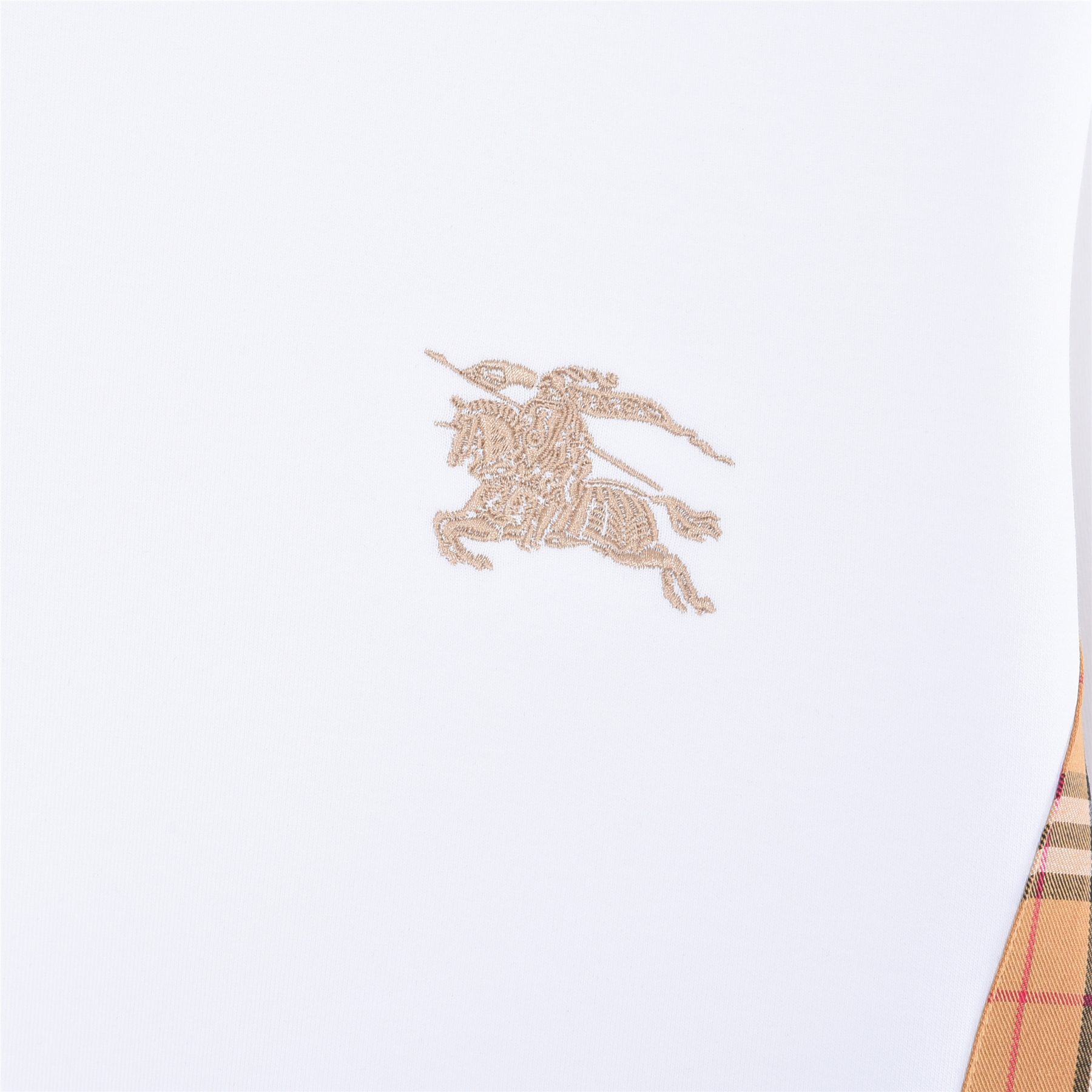 Burb*rry 26SS Equestrian Knight Embroidered Check Hem Crewneck Sweatshirt