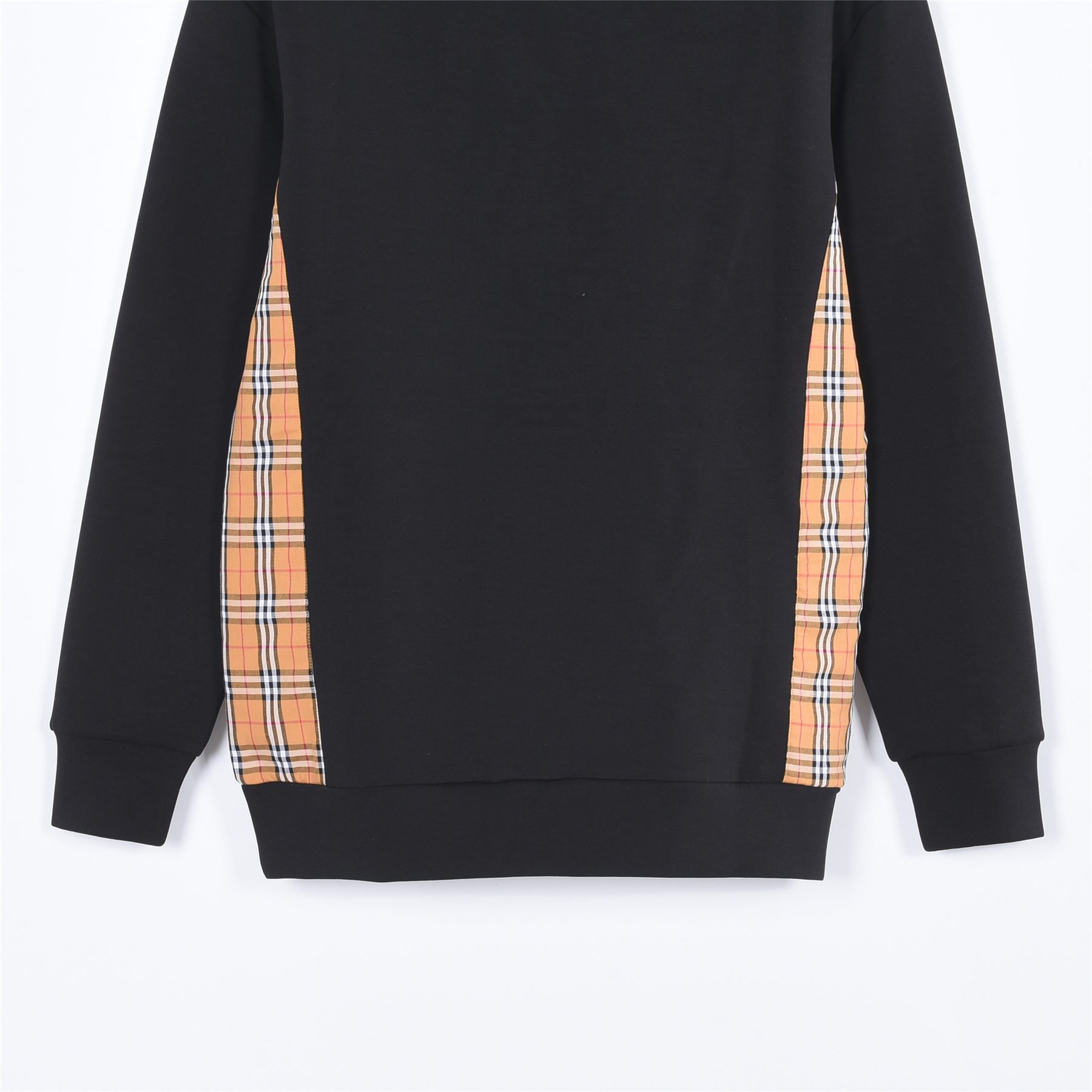 Burb*rry 26SS Equestrian Knight Embroidered Check Hem Crewneck Sweatshirt