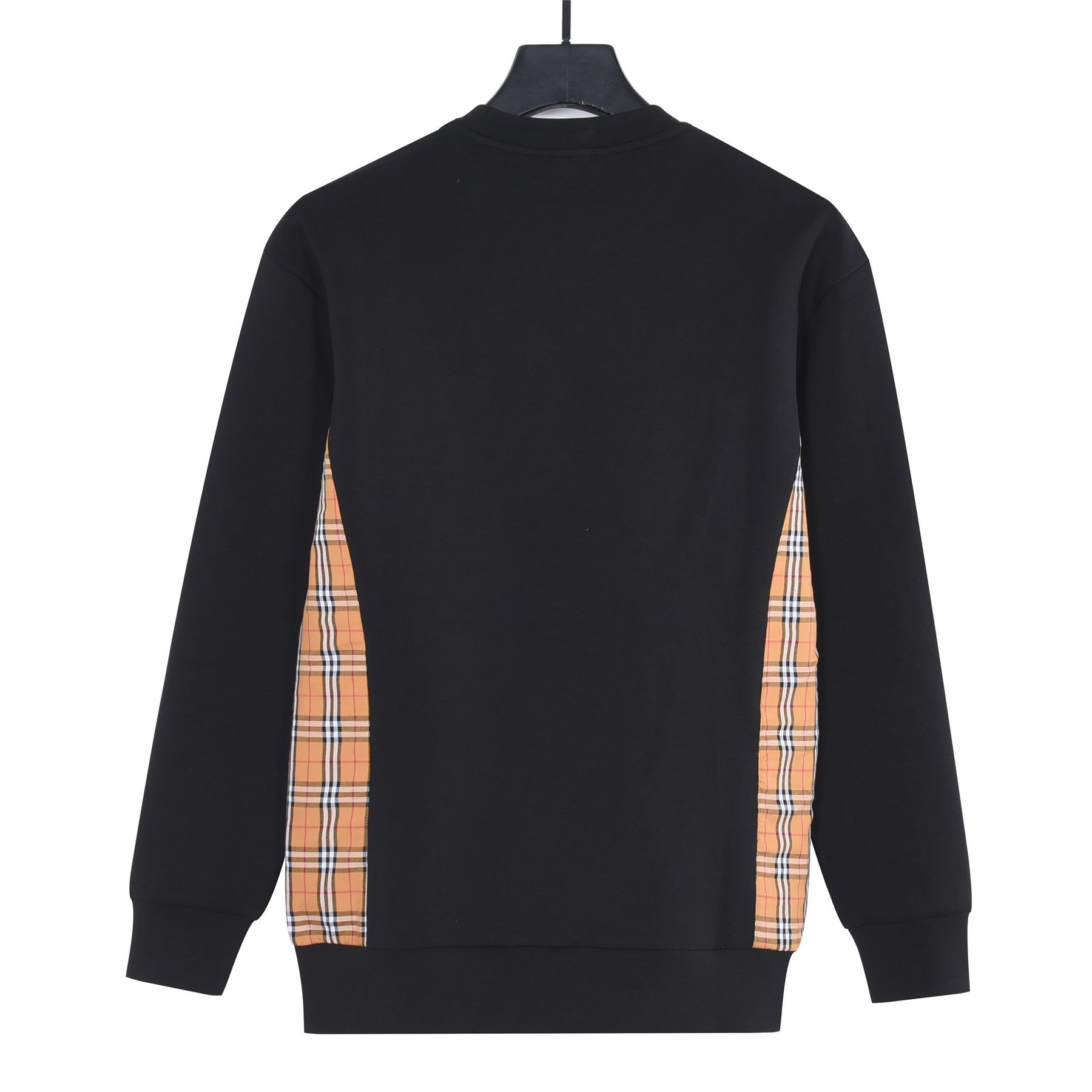 Burb*rry 26SS Equestrian Knight Embroidered Check Hem Crewneck Sweatshirt