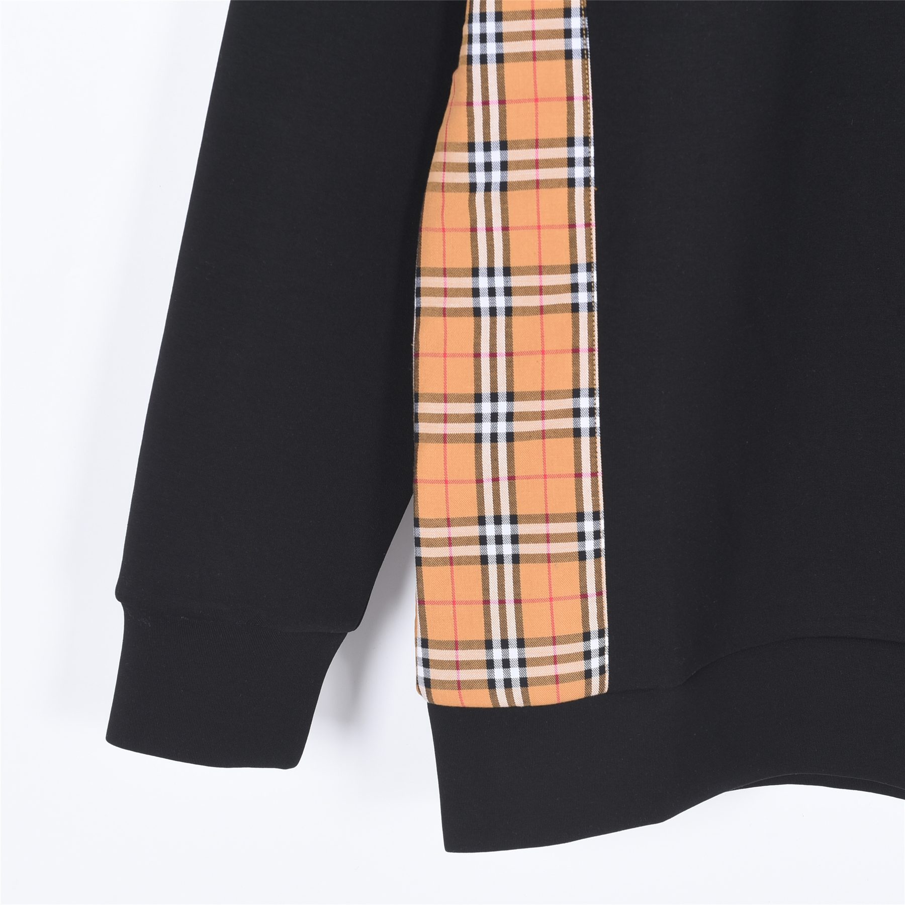 Burb*rry 26SS Equestrian Knight Embroidered Check Hem Crewneck Sweatshirt