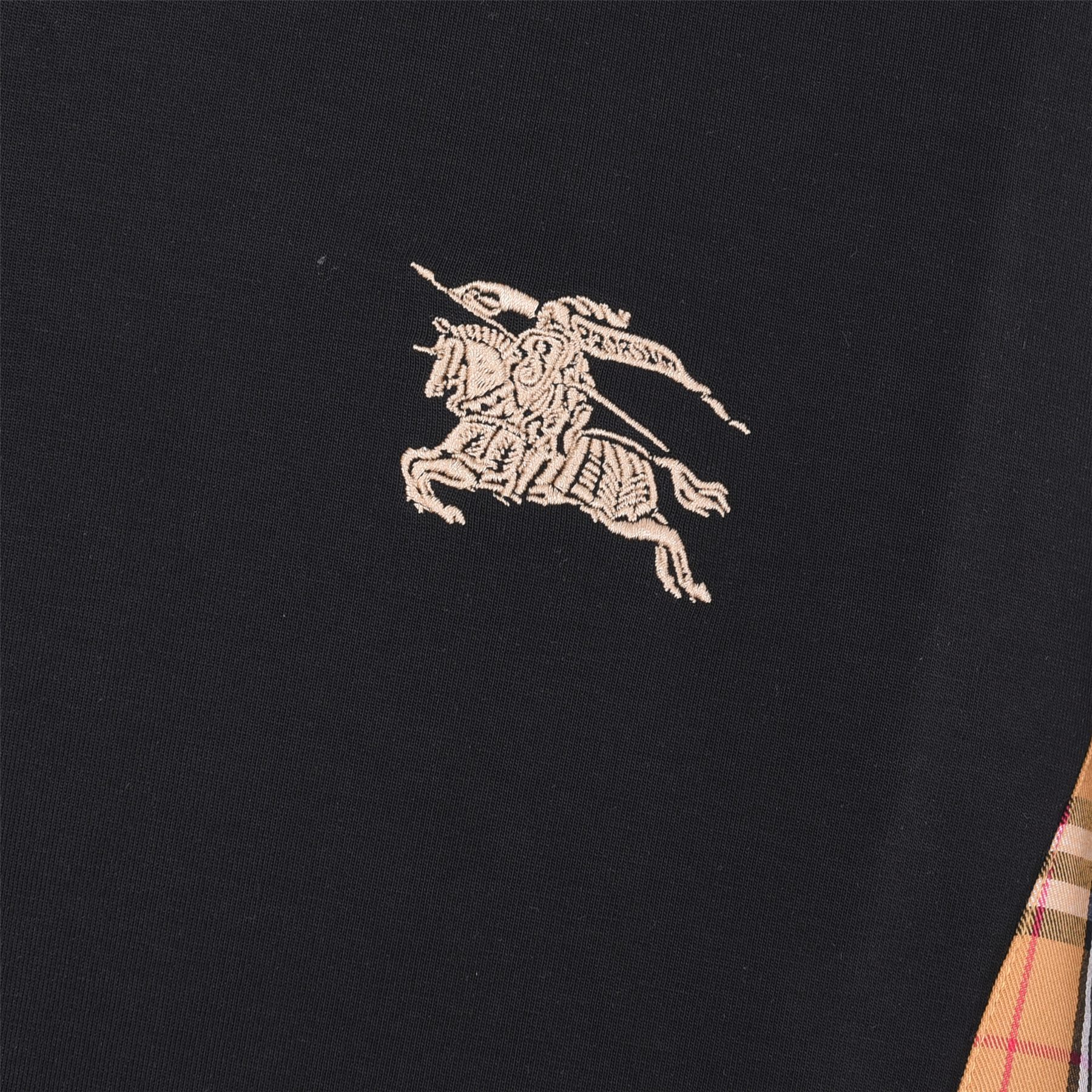 Burb*rry 26SS Equestrian Knight Embroidered Check Hem Crewneck Sweatshirt