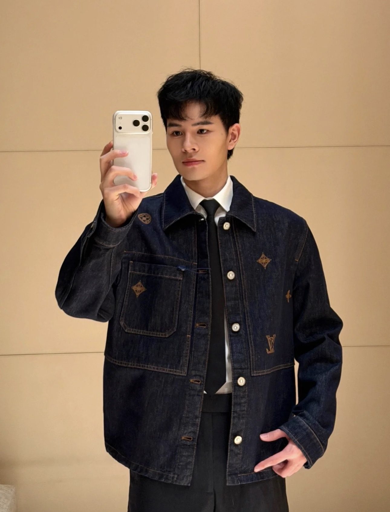 1V Patchwork Embroidered Denim Jacket