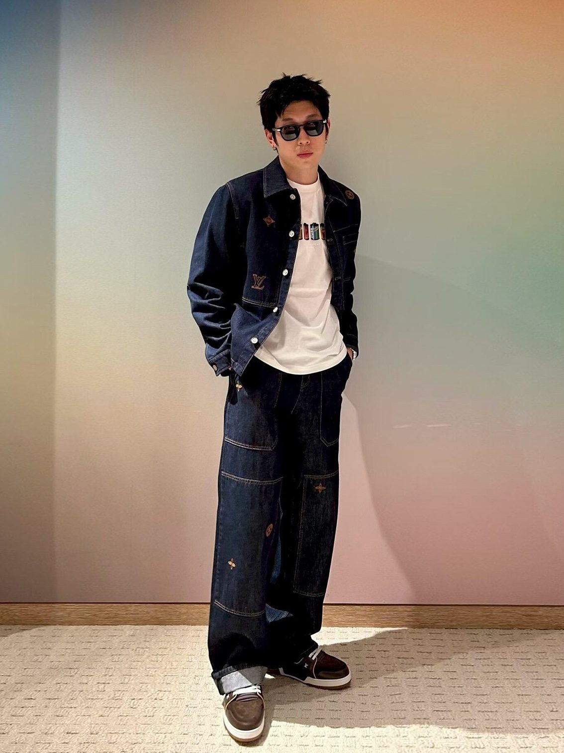 1V Patchwork Embroidered Denim Trousers