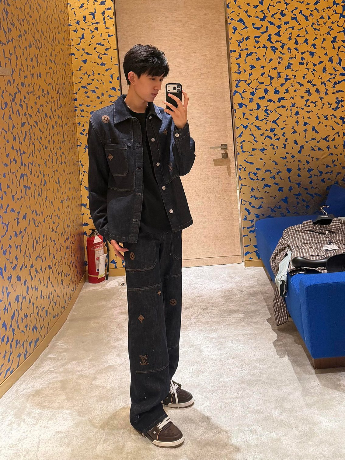 1V Patchwork Embroidered Denim Trousers