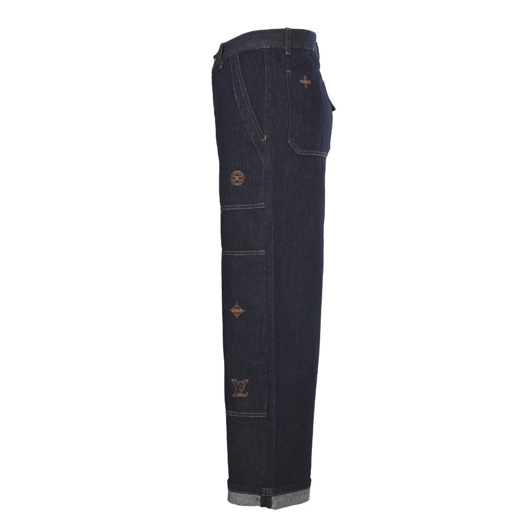 1V Patchwork Embroidered Denim Trousers