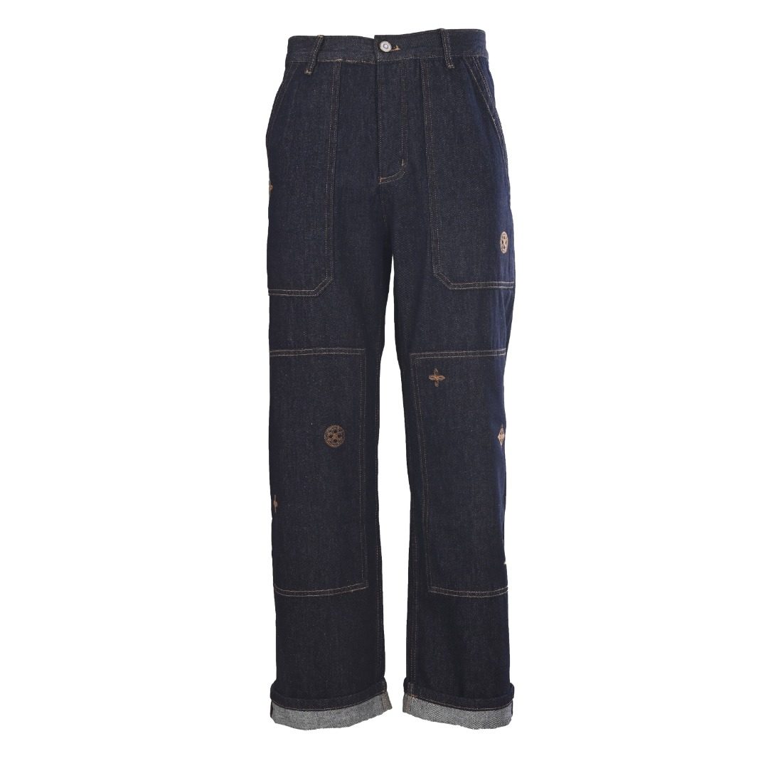 1V Patchwork Embroidered Denim Trousers