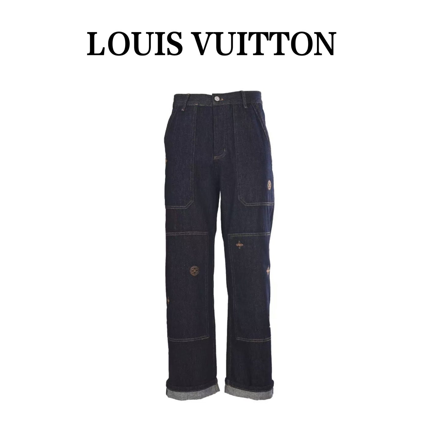 1V Patchwork Embroidered Denim Trousers