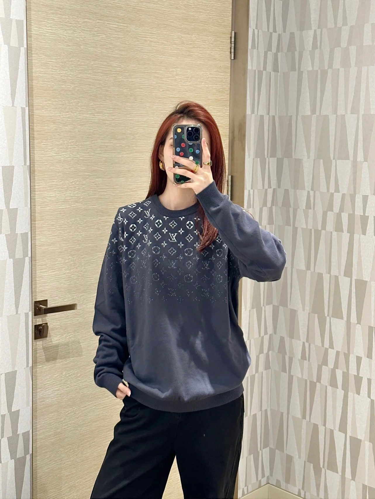 1V Gradient Monogram Jacquard Crewneck Sweater