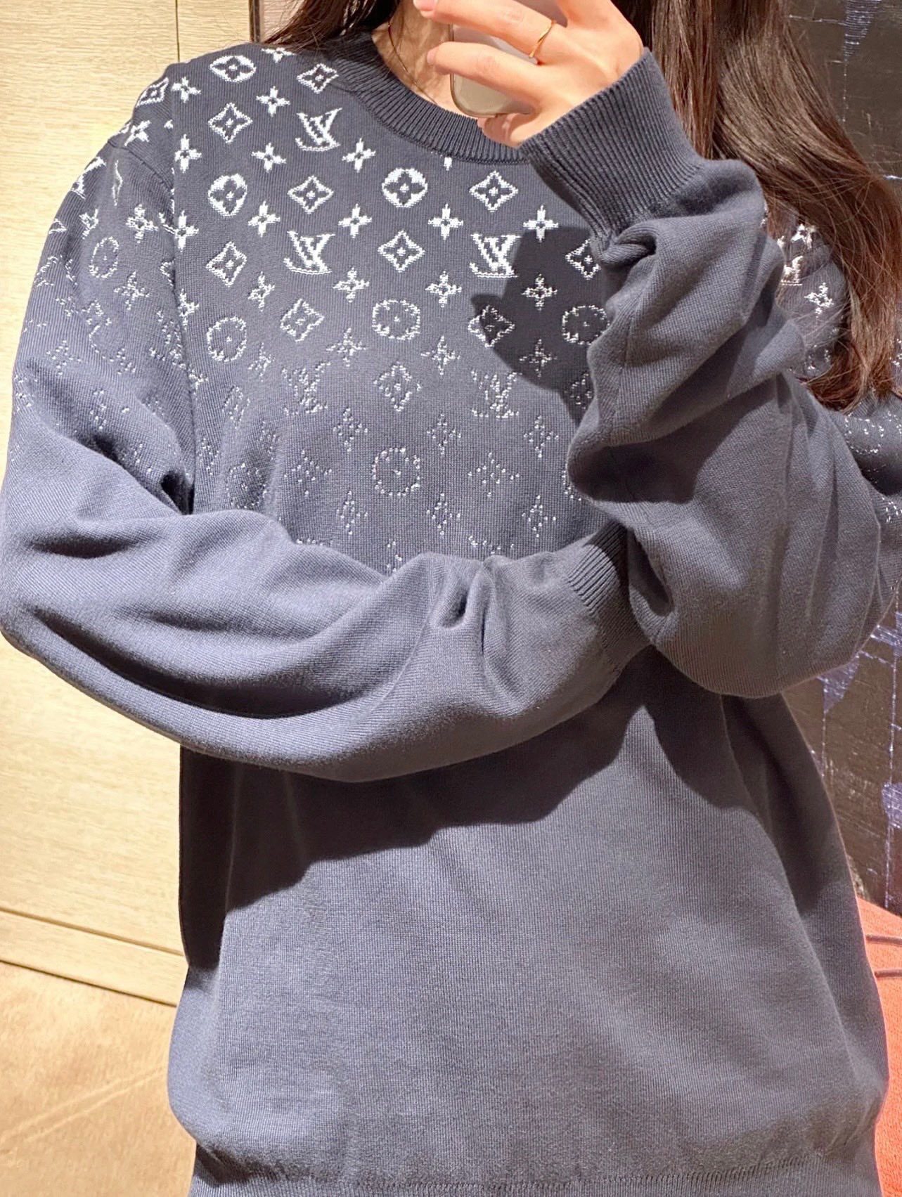 1V Gradient Monogram Jacquard Crewneck Sweater